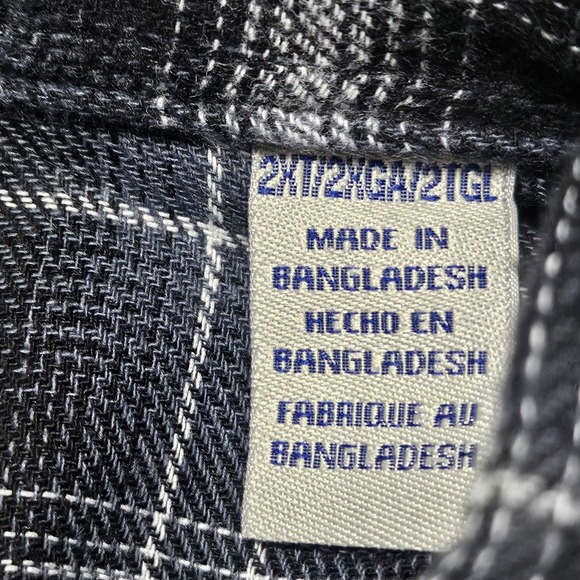 Wrangler Wrancher Flannel Shirt Black Plaid Western Pearl Snap Pockets Mens 2XLT - Picture 8 of 13